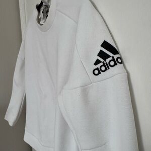 Adidas White Crewneck with Black Trim